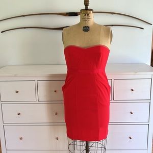 BCBG red cocktail strapless dress